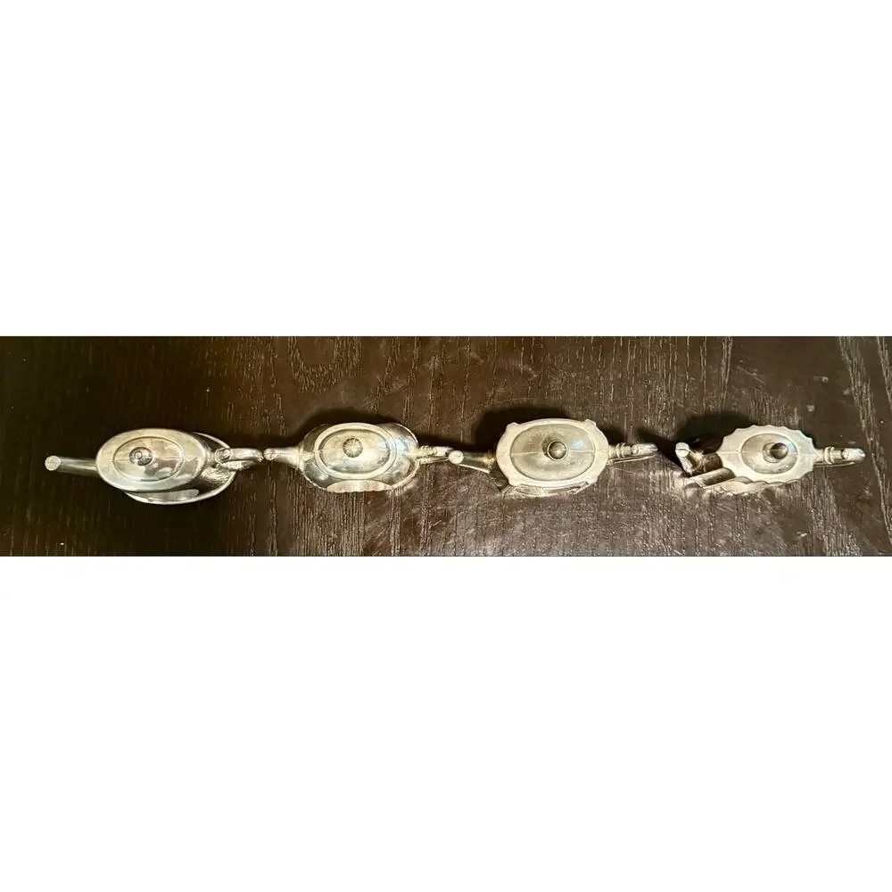 Godinger Silver Teapot Napkin Rings Set of 4 Vintage 1994 Silverplate